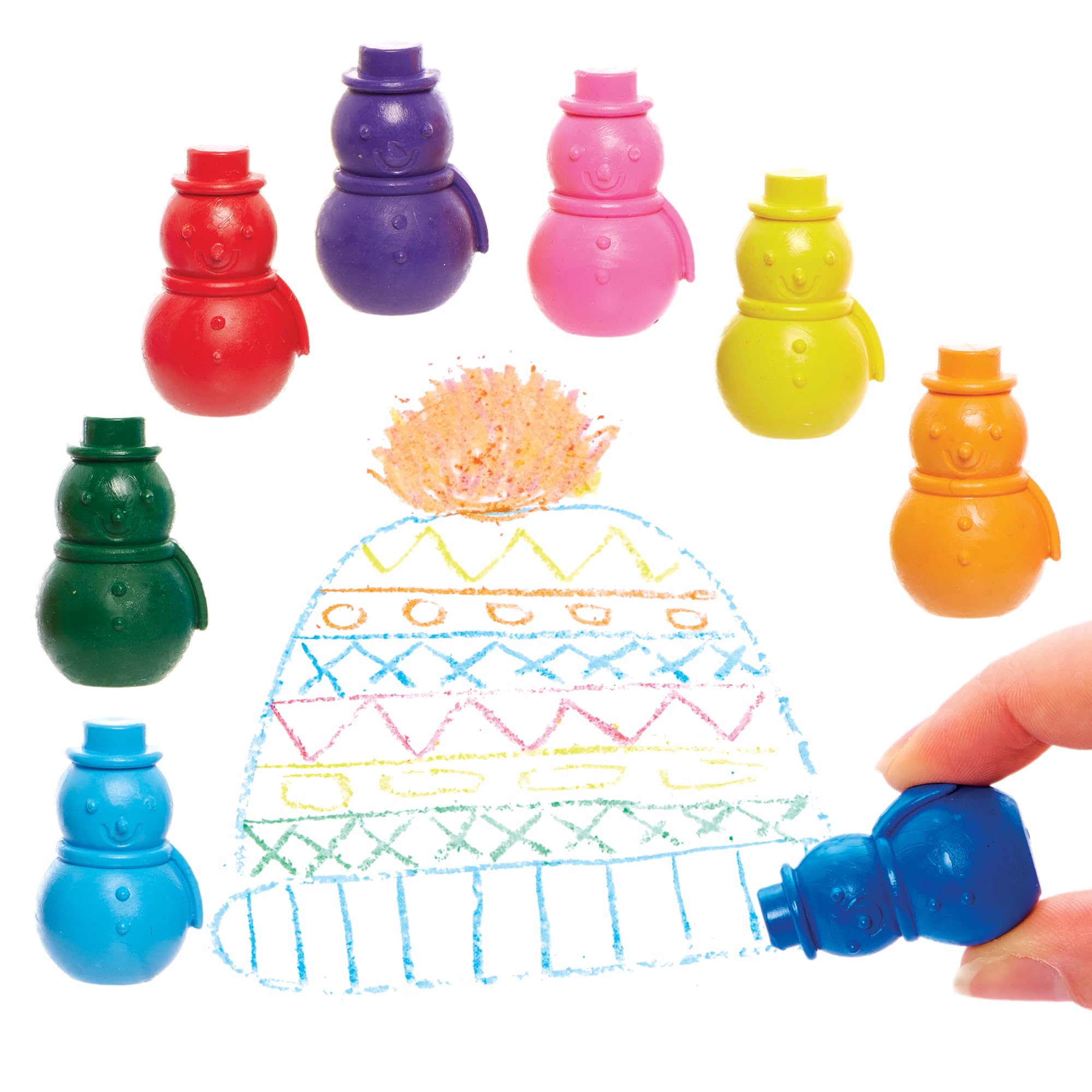 Baker Ross FX868 Snowman Crayons - Pack of 8, Christmas Party Bag Fillers and Stocking Fillers for Kids