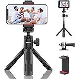 ULANZI M12 Extendable Selfie Stick for Gopro, Portable Vlog Cell Phone Tripod Stand with Phone Mount and Gopro Adapter, Mini 