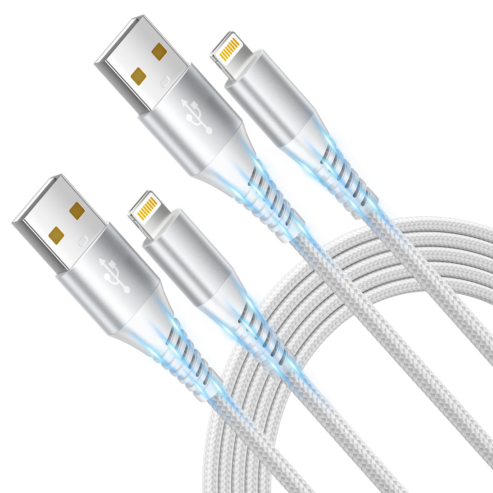 Aioneus iPhone Charger Cable 2Pack 10FT/3M, MFi Certified Lightning Cable Fast Charging iPhone Cable Lead Nylon Braided Extra Long Charging Cord for iPhone 14 13 12 11 Pro Max mini XS Max XR X 8 7 6