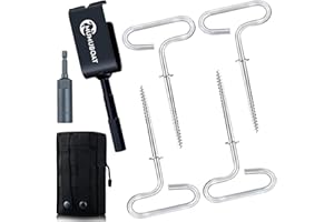 MUMUBOAT Ice Anchor Drill Adapter Kit with Storage Bag, 4pcs Ice House Anchors Ice Anchor Tool, Ice Shanty Anchors for Setting Up Ice Fishing Shelter Tent