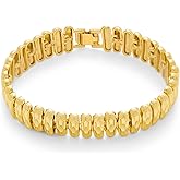 Gold Bracelet for Women Chunky 14k Gold Plated Textured Bracelet Handmade Heart Link Dainty Bracelet Fashion Jewelry