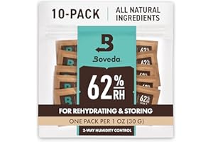 Boveda 62% RH Size 8-10 Pack Two-Way Humidity Control Packs - for Storing 1 oz - Moisture Absorber for Small Storage Containers - Humidifier Packs - Hydration Packets w/Resealable Bag