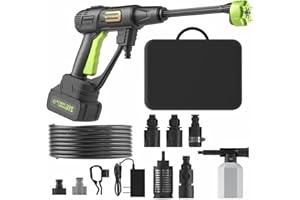 MIMYTH Cordless Pressure Washer Battery Powered; 990PSI Cordless Power Washer with 6-in-1 Nozzle, 23FT High-Elastic Hose, 21V Battery&Charger; Portable Handheld Pressure Washer Cleaner for Home, Car, Garden