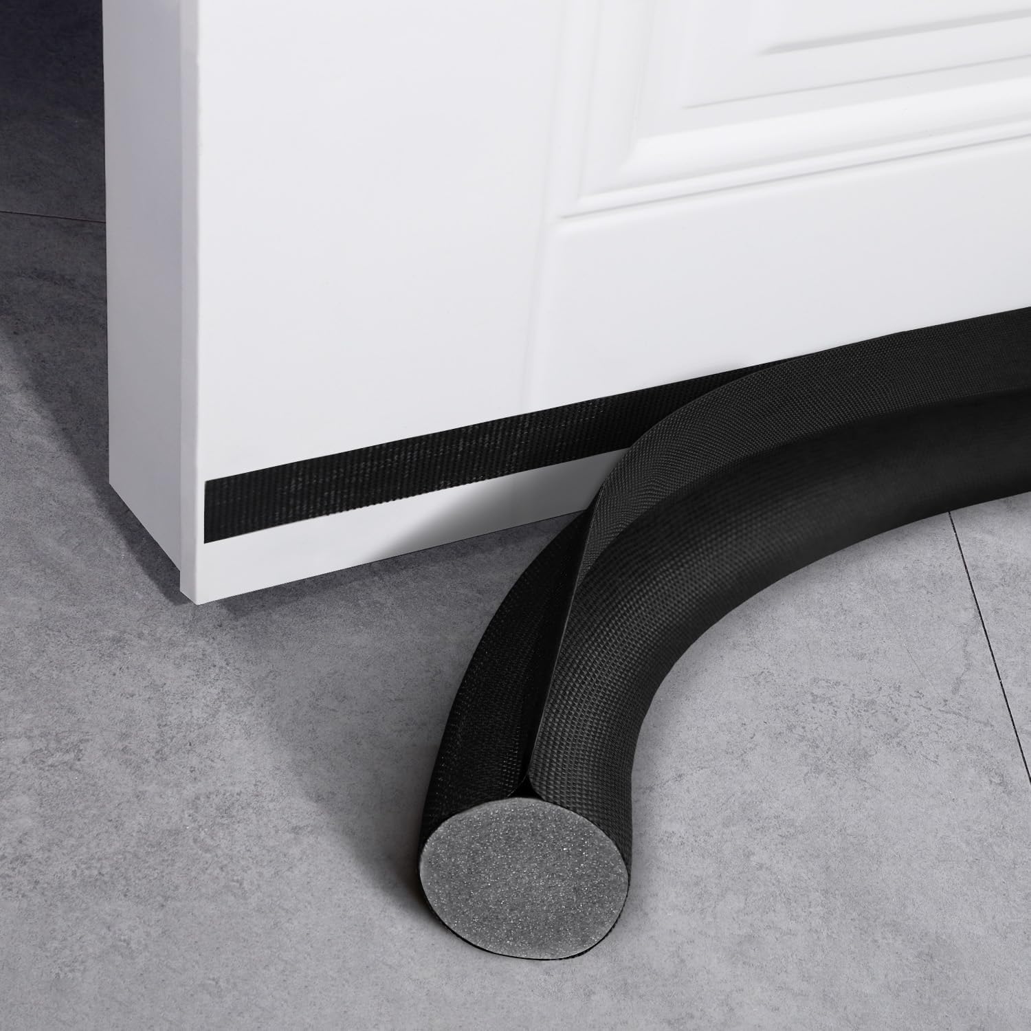 Draft Stoppers - 2 Pack Door Draft Stopper - 37 Inch One-Sided Under Door Draft Blockers - Soundproof, Dust, and Cold Air Stopper - Door Draft Stoppers for Bottom of Door, Fits Interior and Exterior Doors（Black）