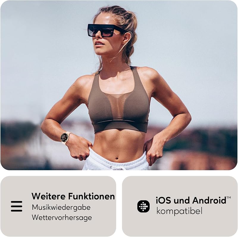 Smartwatch Damen Herren, 1.38 Zoll HD-Display Smart Watch mit Bluetooth Anrufe, Fitness Tracker mit Herzfrequenz SpO2 Schlafmonitor Schrittzähler, IP68 Wasserdicht Fitnessuhr für iOS Pink