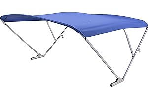 SureShade Power Pontoon Bimini Top - Clear Anodized Frame, Pacific Blue Fabric