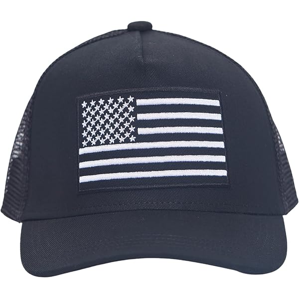 Armycrew American Flag Patch Snapback Trucker Mesh Cap - Navy Blue, One Size Fits Most - View #9