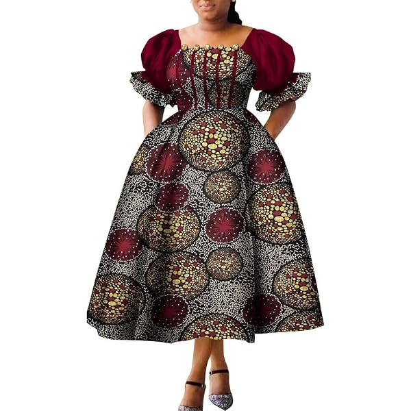 Amazon.com: African Dresses for Women Puff Sleeve High Waist Gowns Ankara  Dashiki Party Dress Princess Dress Robe Africaine Femme : Clothing, Shoes &  Jewelry