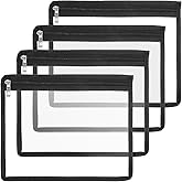 LALAFINA 4Pcs Clear Zipper Pouches Pvc Waterproof Document Makeup Pouch Travel Multipurpose Bags for Cosmetic Wallet Pencil Organize, 10.5 X 8.5 Inch