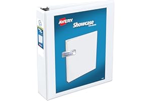 Avery Economy Showcase View 3 Ring Binder, 2 Inch Slant Rings, 1 White Binder (19701)