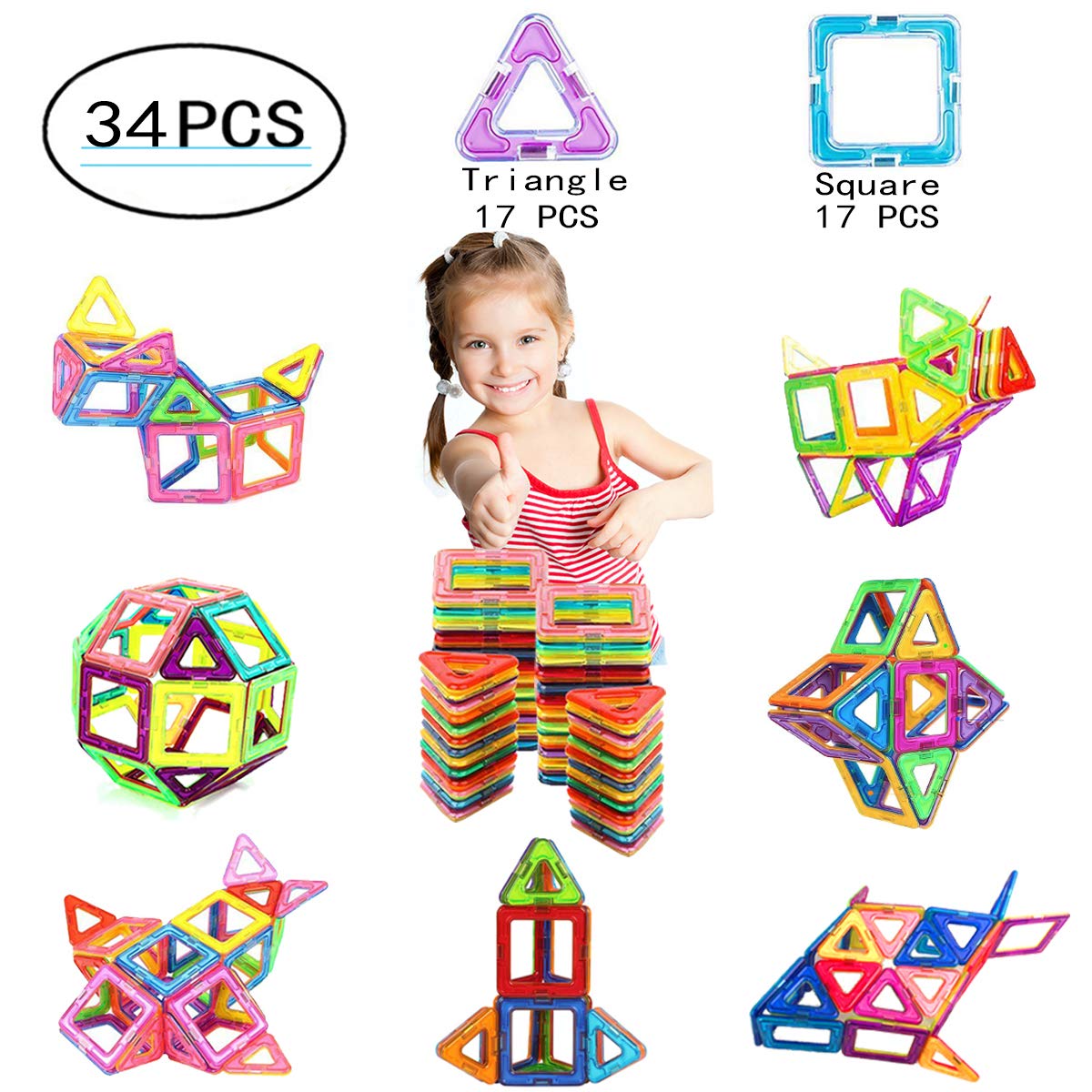 Ehome Blocks, 34 PCS Building Blocks with Strong