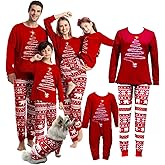 BIRW 2025 Women Size L Christmas tree fireworks red top,Bear red and white striped pants Family Christmas Pajamas Matching Sets Xmas Pjs for Womens Mens Holiday Home Sleepwear Set Jammies