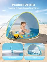 Glymnis Pop Up Baby Beach Tent UV Protection Sun Shelter with Mini Pool view 2