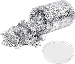 Silver Leaf Flakes,Gold Foil Flakes for Resin,5g Metallic Foil Flakes,for Nail Art, Painting, Crafts, Slime and Resin Jewelry Making , DIY Crafts,Slime and Resin Jewelry Making