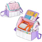 LoDrid Lightweight Carrying Case Compatible with YOTO Player (3rd Gen.), Puffy Portable Storage Bag with Handle and Shoulder Strap for Audio Player and Accessories, Pink, Bag Only, (Patent Design)