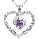 G&GEMSJEW 18K Gold Heart Birthstone Necklaces for Women, S925 Sterling Silver Jewelry Birthday Gifts for Women Wife Girlfriend Mom, Anniversary Christmas Valentines Gifts