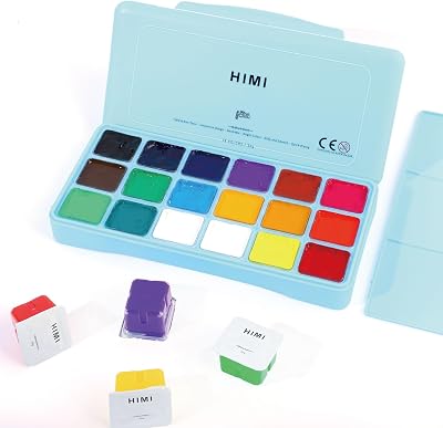 INK LAB Himi Gouache Paint Kit 18 Colors 30ml Jelly Cup Portable Palette