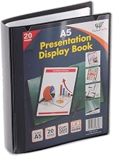 Habercrafts A5 20 Pocket Display Book 40 Views Black Presentation Folder