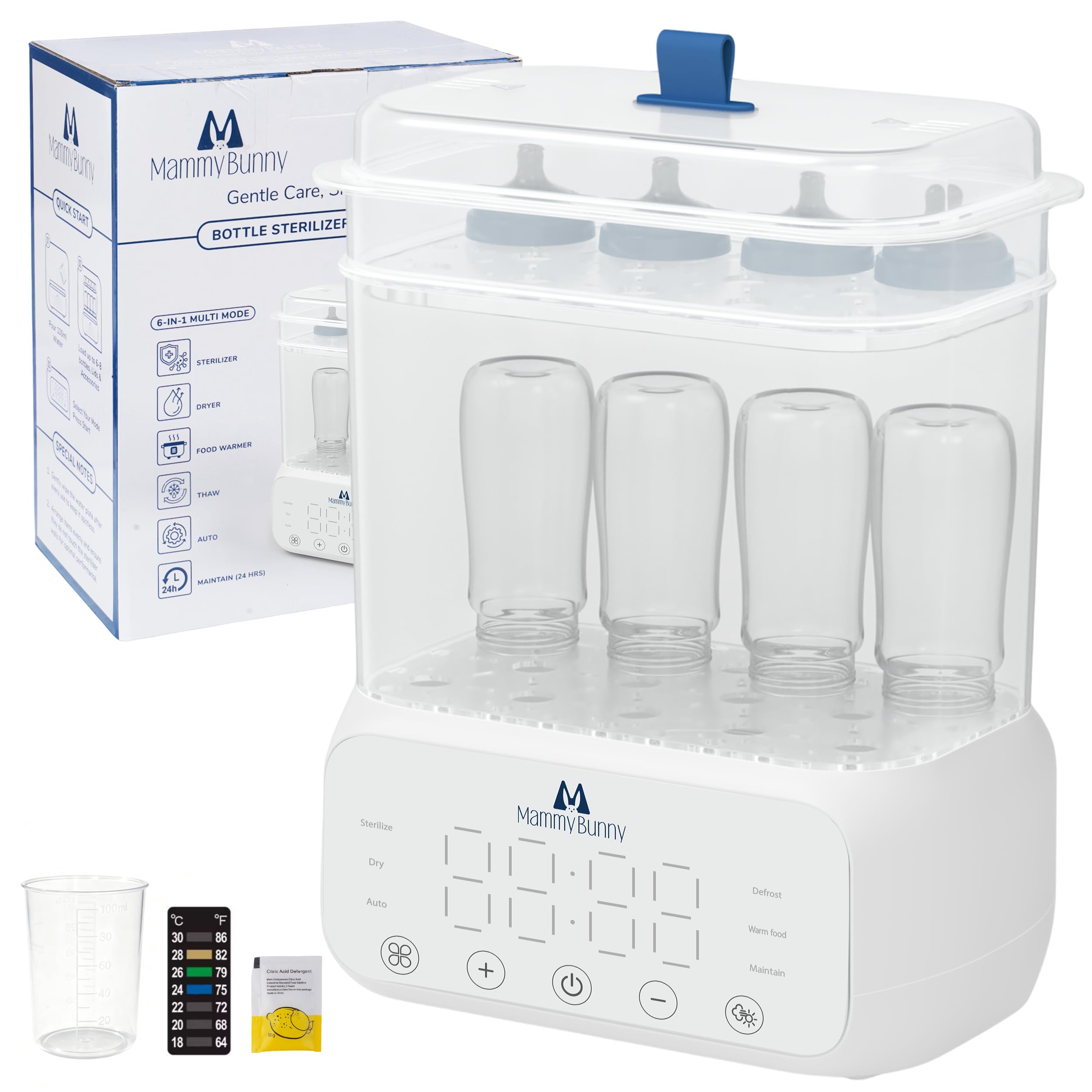 Photo 1 of Mammy Bunny 3-in-1 Baby Bottle Sterilizer and Dryer – 6 Smart Modes with Fast Drying, Food Warmer & Storage – Fits 6–8 Bottles, Pacifiers & Pump Parts – BPA-Free