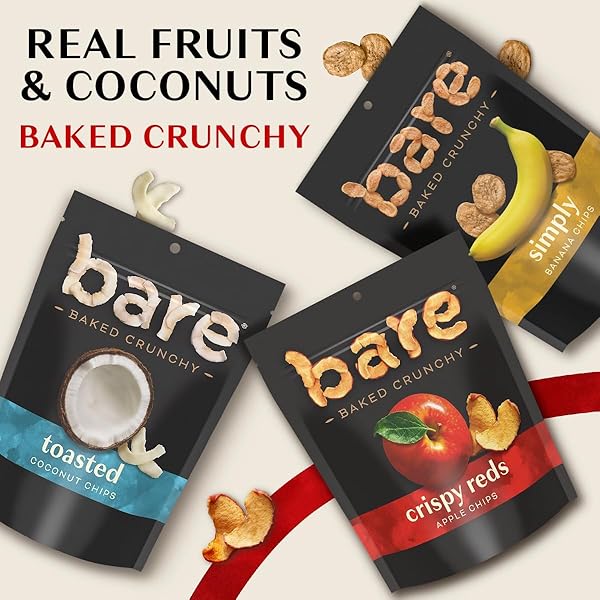 BARE BAKED CRUNCHY APPLE CHIPS, CINNAMON APPLE, GLUTEN FREE, 3.4 OZ BAG