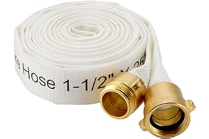 Venussar Fire Hose,1-1/2" ID X 25 FT, Single Jacket TPU, 450 PSI Burst Pressure, Industrial Fire Hose with NST/NH Brass Couplings for Indoor Use