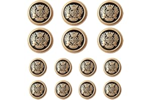 MebuZip 14 Pieces Black Gold Metal Blazer Button Set 15mm 20mm for Blazers, Suits, Sport Coats, Uniform, Jackets (MBM22)