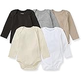 Burt's Bees Baby Bodysuits, Short Sleeve and Long Sleeve One-Pieces, 100% Organic Cotton, Pack of 5