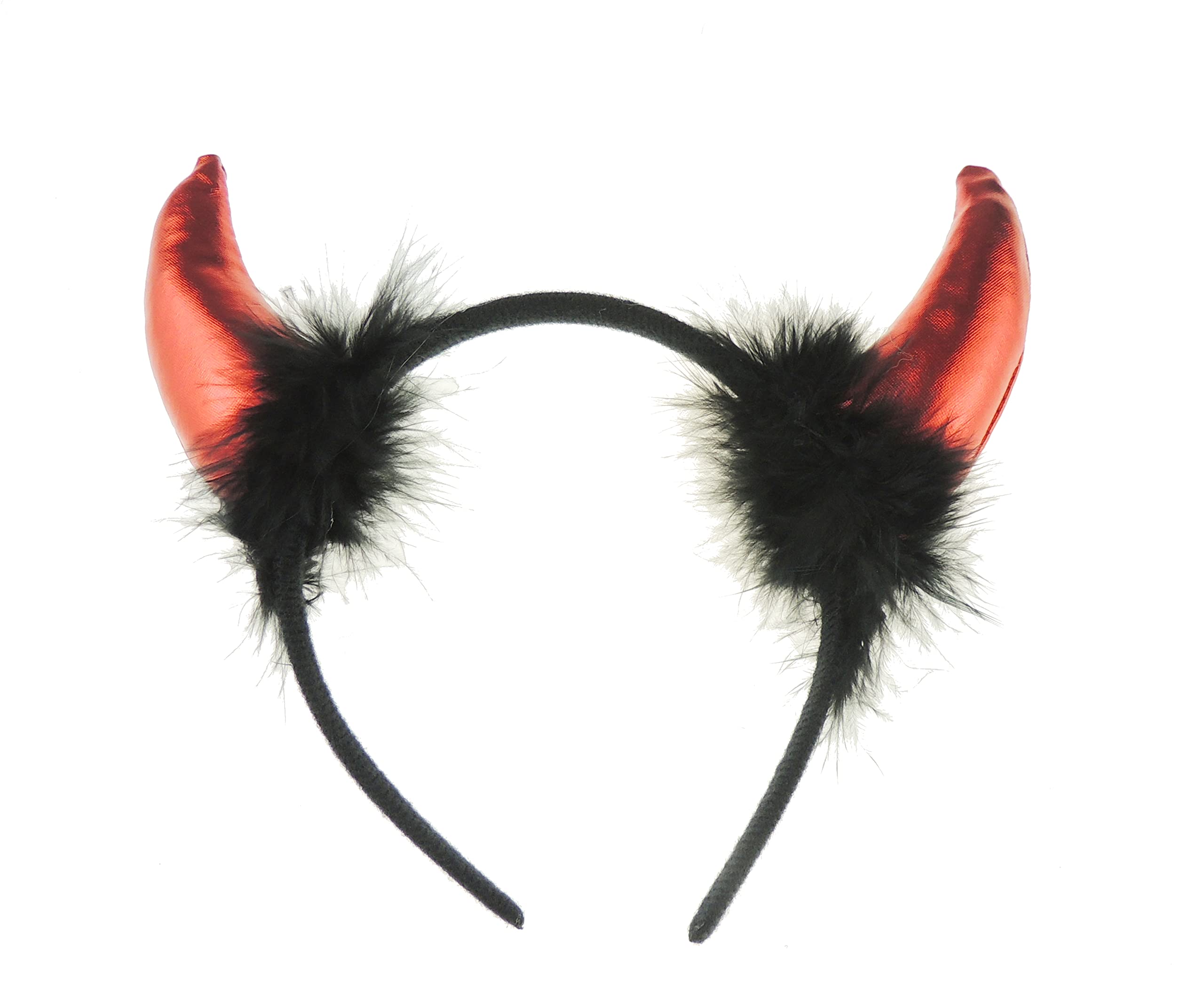 Glamour Girlz Womens Mens Fancy Dress Up Party Role Play Costume Hen Do Halloween Deely Deeley Bopper Animal Headband Hairband Hair Alice Band Goth Steampunk Satan Fluffy Devil Horns (Red Black) — image 1