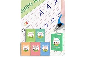 ACEES Grooved Writing Books for Kids, Magic Handwriting Practice Copybook, Reusable Handwriting Workbooks for Preschoolers, Tracing Books for Kids Ages 3-5(5 Books with Pens)