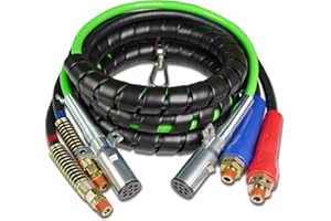 ANLU LOAD 12ft 3 in 1 ABS Air Brake Lines 7 Way Air Power Line，Air Line Hose Assemblies，for Semi Truck, Trailer, Tractor
