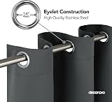 Deconovo Eyelet Curtain 108 Inch Drop 52x108 Dark Grey Blackout Panel view 3