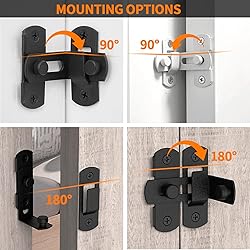 INIRET Flip Door Sliding Latches，Matte Black 90