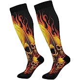 Zhirexin Flame Skeleton 1Pairs Compression Socks of Men & Women,Knee-High Sports Socks for Women & Men Winter Hiking Soccer Running Cycling Nurses Travel