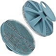 INNERNEED Food-Grade Soft Silicone Body Scrubber Shower Brush Handheld Cleansing Skin Brush, Gentle Exfoliating and Lather Well (Dark Green)