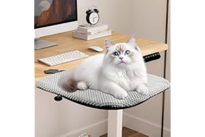 BESTISAN Durable Cat Bed Desk-Metal Frame &Flannel Fabric Soft Cover,Sturdy&Comfortable for Indoor Pets,Spacious Cat Beds for Office Desk and Game Island Table,Removable Washable,Supports to 30 lbs