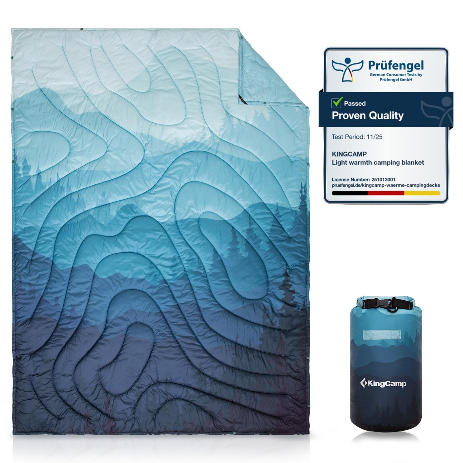 KingCamp Waterproof Lightweight Camping Blanket,All Weather Warm,Thermal Throw, Packable Travel Blanket for Outdoor Picnics, Beach, Hiking, Car, Camping & Indoor 78.7" x 57.1" Frosted Valley