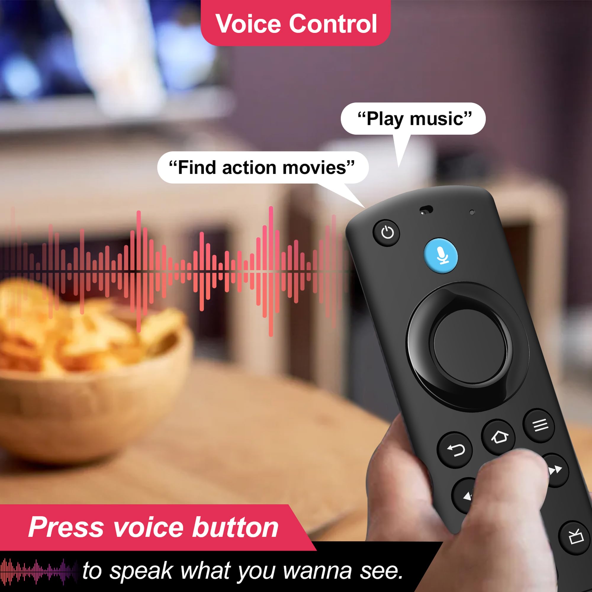 Replacement Voice Remote Control Compatible with Fire Smart TV Stick(2nd Gen/3rd Gen/Lite/4K Max/Cube), TV Stick 4K(1st/2nd Gen), Smart TVs 3rd Gen, for Hisense/TCL Smart TV, N0t for Samsung-TVs