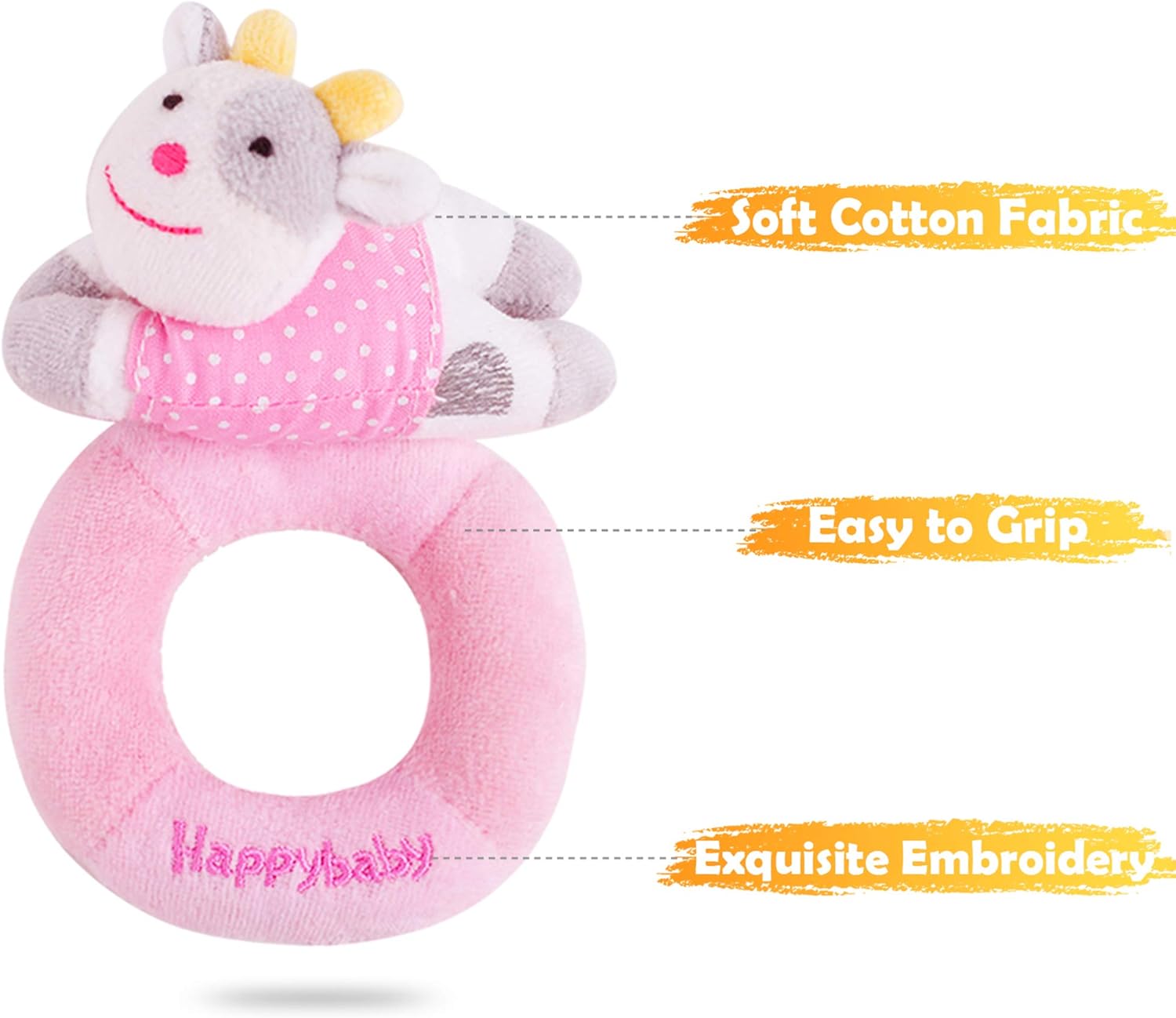 iPlay, iLearn 4 Plush Baby Soft Rattle Set, Hand Grab Sensory Toys, Organic Teether and Shaker, Farm Stuffed Animals, Shower Gifts for 2, 3, 6, 9, 12, 18 Month Olds Newborn, Infant, Toddler, Boy, Girl: Toys & Games