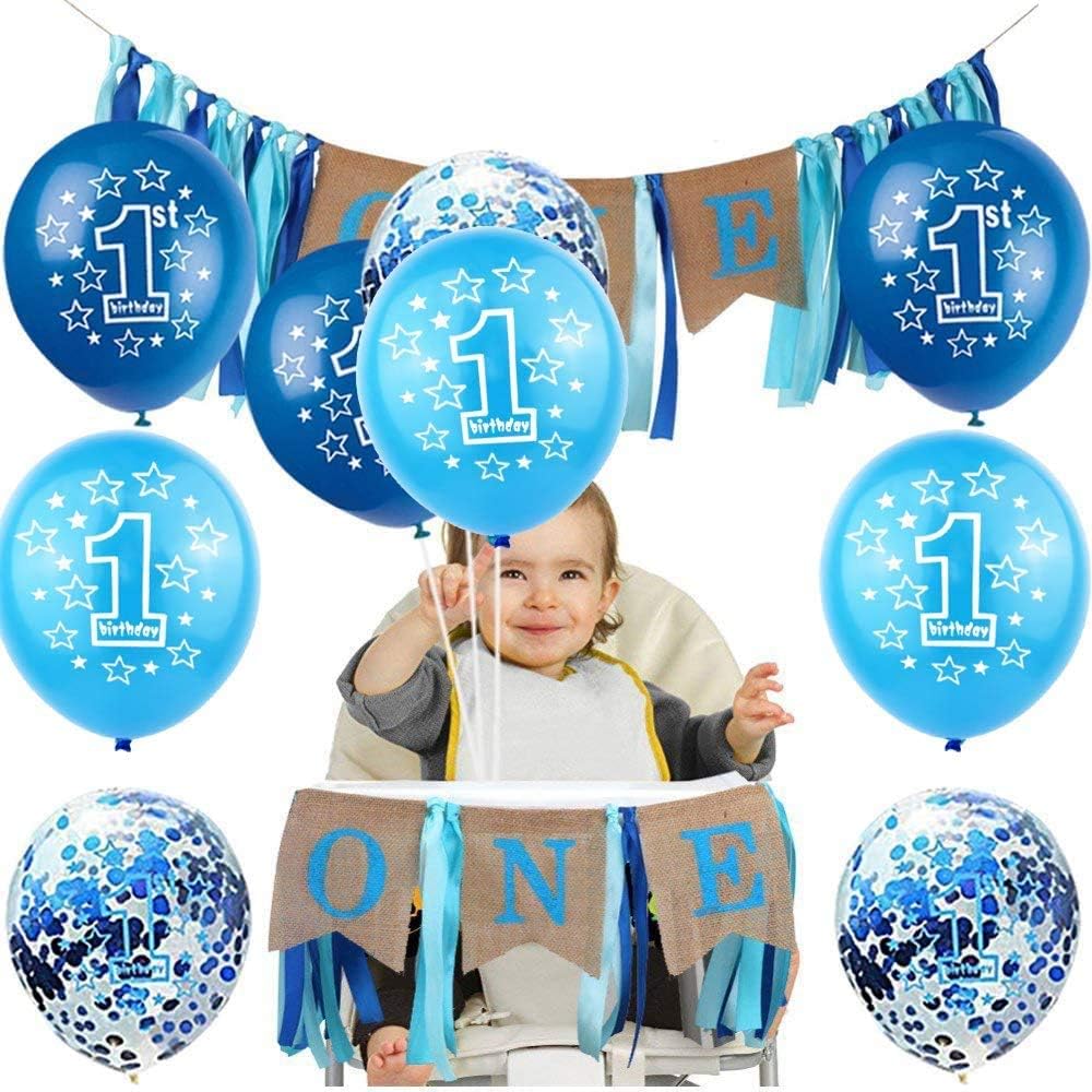 1st Happy Birthday Blue Latex Balloons 12 Inch 1 Number Printed Boy ...