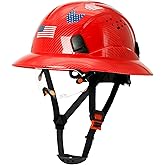 Aolamegs Safe Carbon Fiber Pattern Full Brim Hard Hat with Visor-OSHA Approved Construction Safety Helmet for Men Women,ANSI Z89.1 Vented Reflective Hardhat with Hard Hat Chin Strap,6-Point Suspension