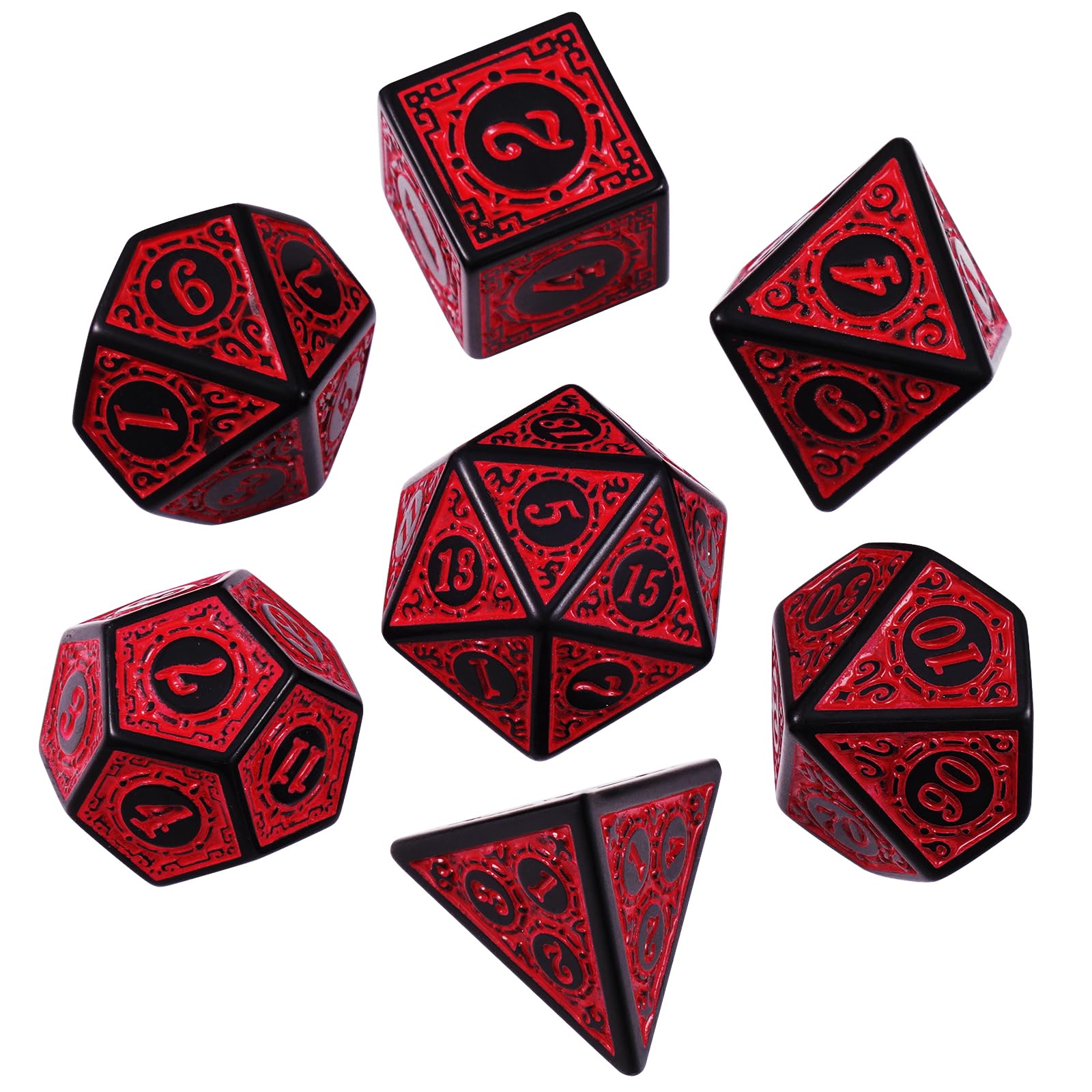 ORUZA 7 PCS Polyhedral DND Dice Set, D&D Dice for Dungeons and Dragons RPG MTG Role Playing Dice Set D20 D12 D10 D% D8 D6 D4
