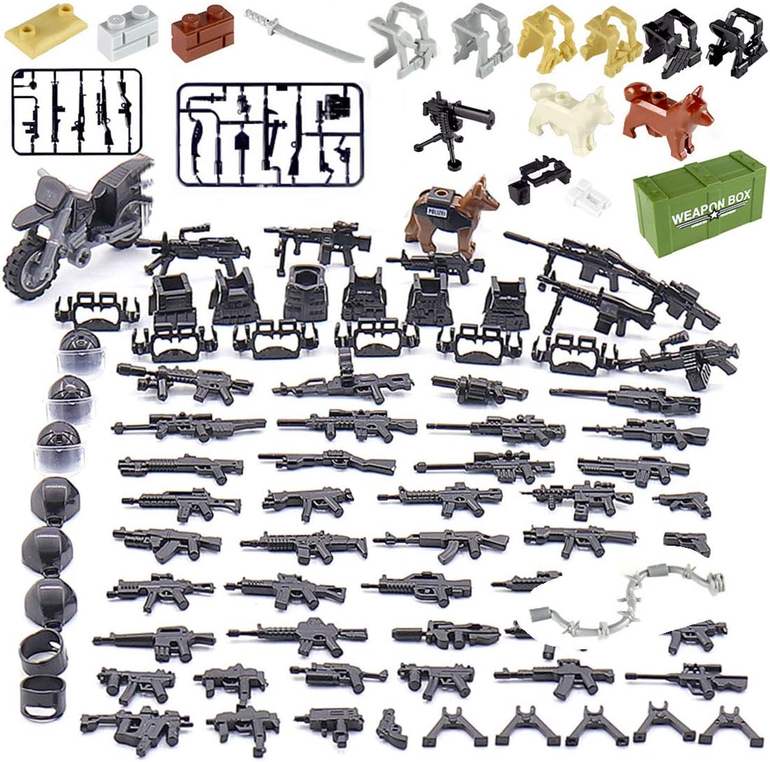PARIO Custom Weapons Set for SWAT Team Minifigures, Compatible With LEGO
