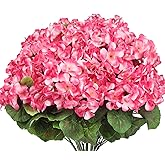 CISDUEO 12 Pcs Artificial Geranium Flowers for Outdoors Silk Geraniums Flowers Outdoor Pink Flowers Bush Faux Geraniums for Outdoor Planters Decor Garden Patio Indoor Grave Cemetary Table Centerpiece