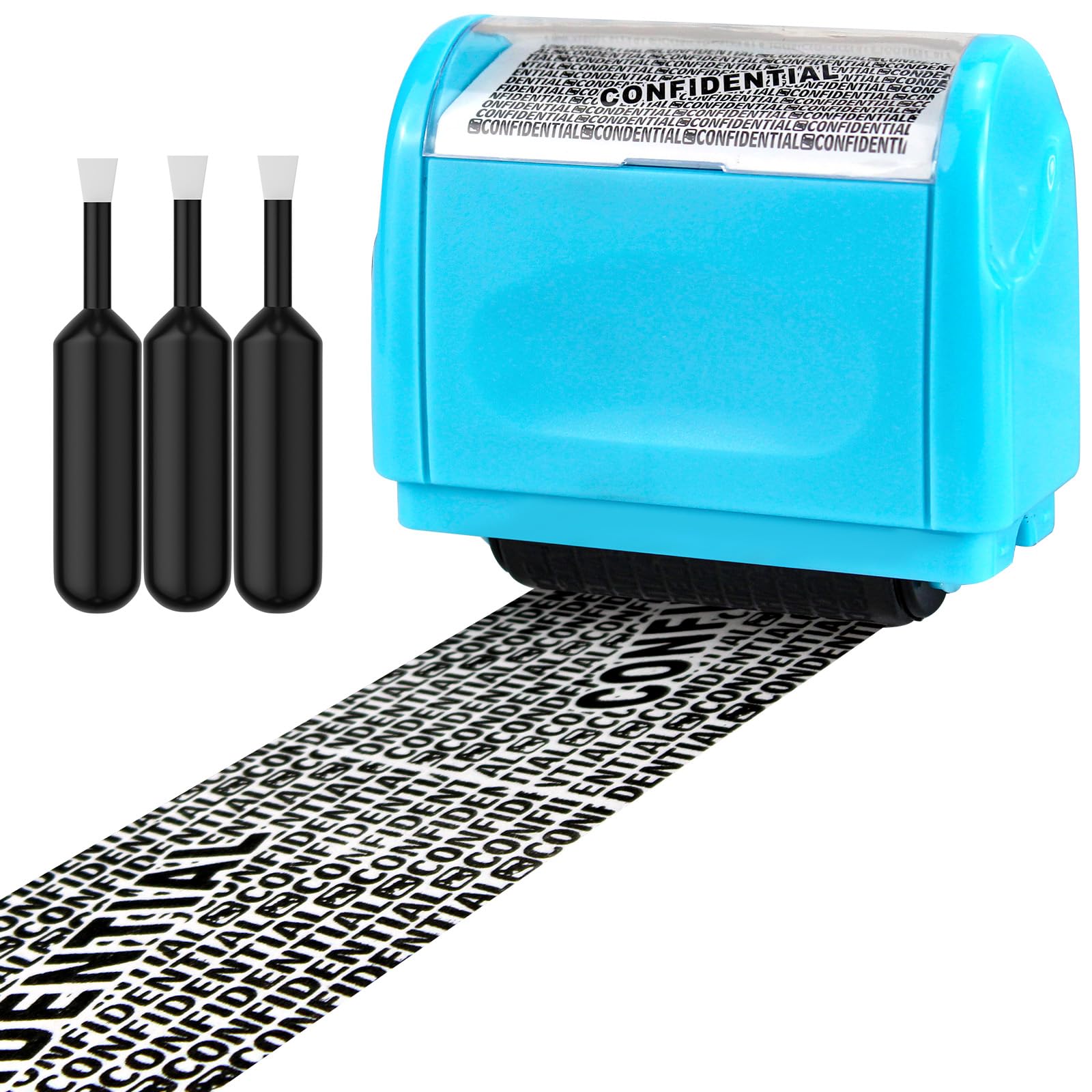 AUXHCYL Confidential Roller Stamp, Data Defender, Identity Theft Protection Roller Stamp, Including 3-Pack Refills, Anti Theft and Privacy Safety(Blue) — image 1