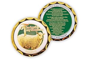 LOGOS COINS Psalm 23, Gold Plated Challenge Coin, The Lord is My Shepherd, I Shall Not Want - Psalm 23 Gift