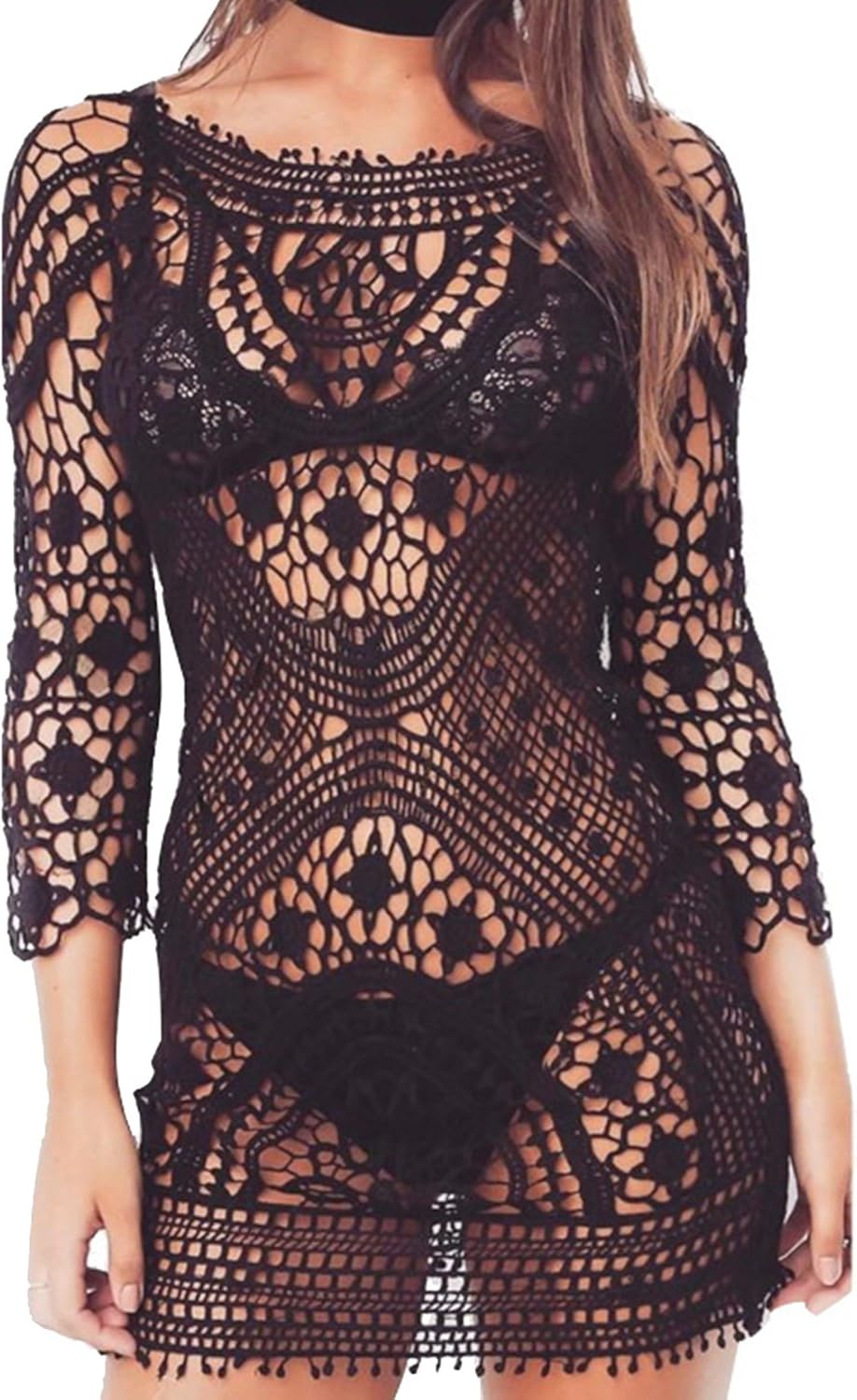 Women Bikini Cover Up Lace Bandage Backless Bodycon Swimsuit Black One Size Amazon.co.uk Clothing