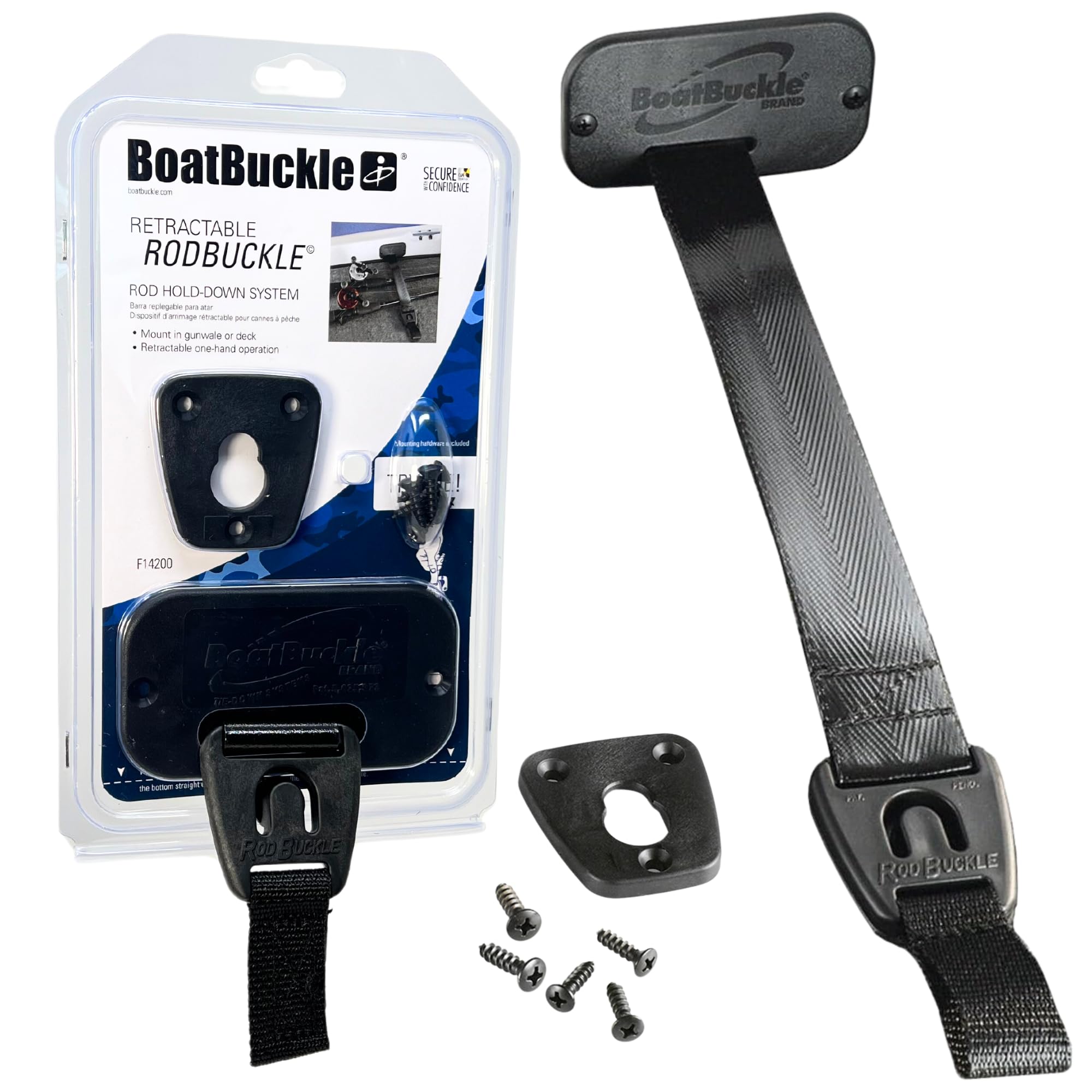 Fishing Rod Holder Retractable Rod Straps Gunwale/Deck Mount