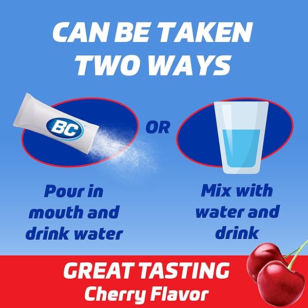 BC POWDER PAIN RELIEVER, CHERRY FLAVOR ASPIRIN DISSOLVE PACKS, 4 COUNT POWDER PACKETS, 6 PACK