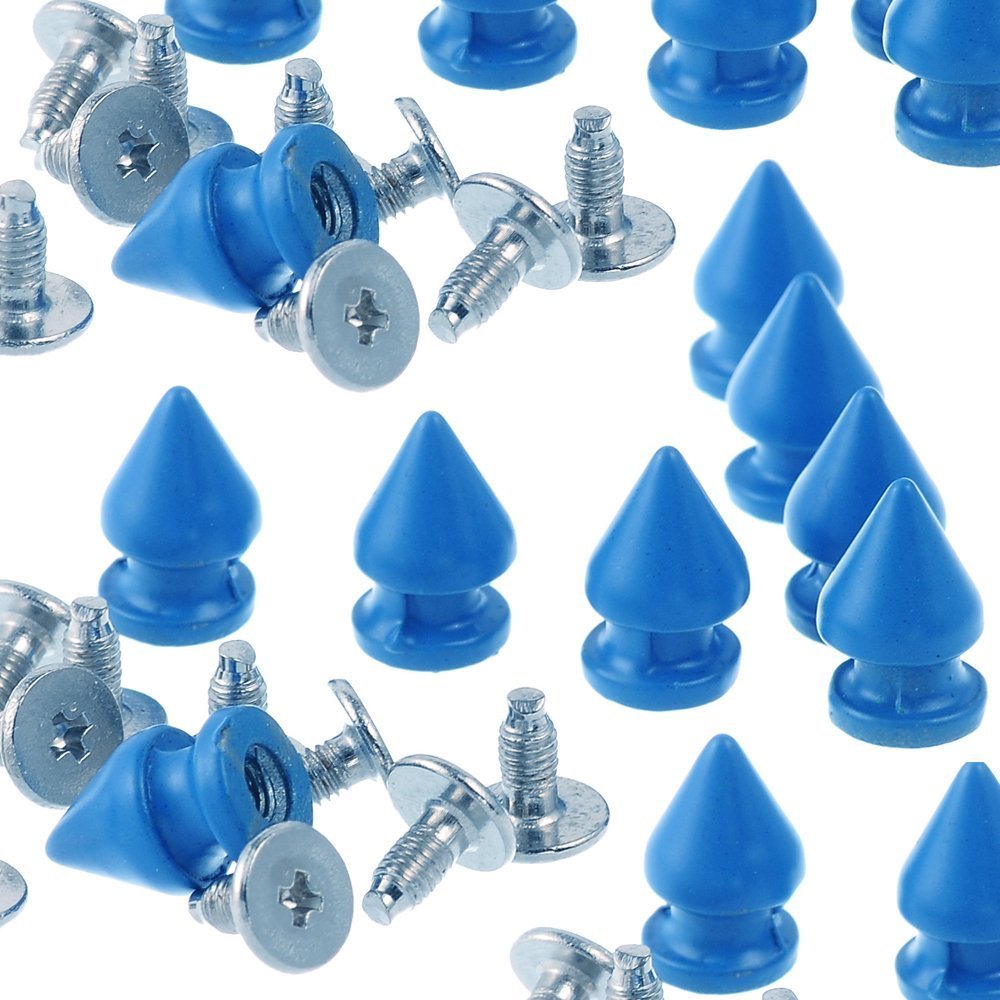 RUBYCA 12MM 500 Sets Metal Tree Spikes and Studs Metallic Screw-Back for DIY Punk Leather-craft Royal Blue