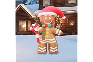 Action Air 7.9 ft Giant Inflatable Gingerbread Man Christmas Decoration, Outdoor Holiday Yard Decor LED Lighted